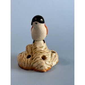 Vintage Ceramic Bird Flower Frog Figurine 3.25" X 2.5" Multicolor